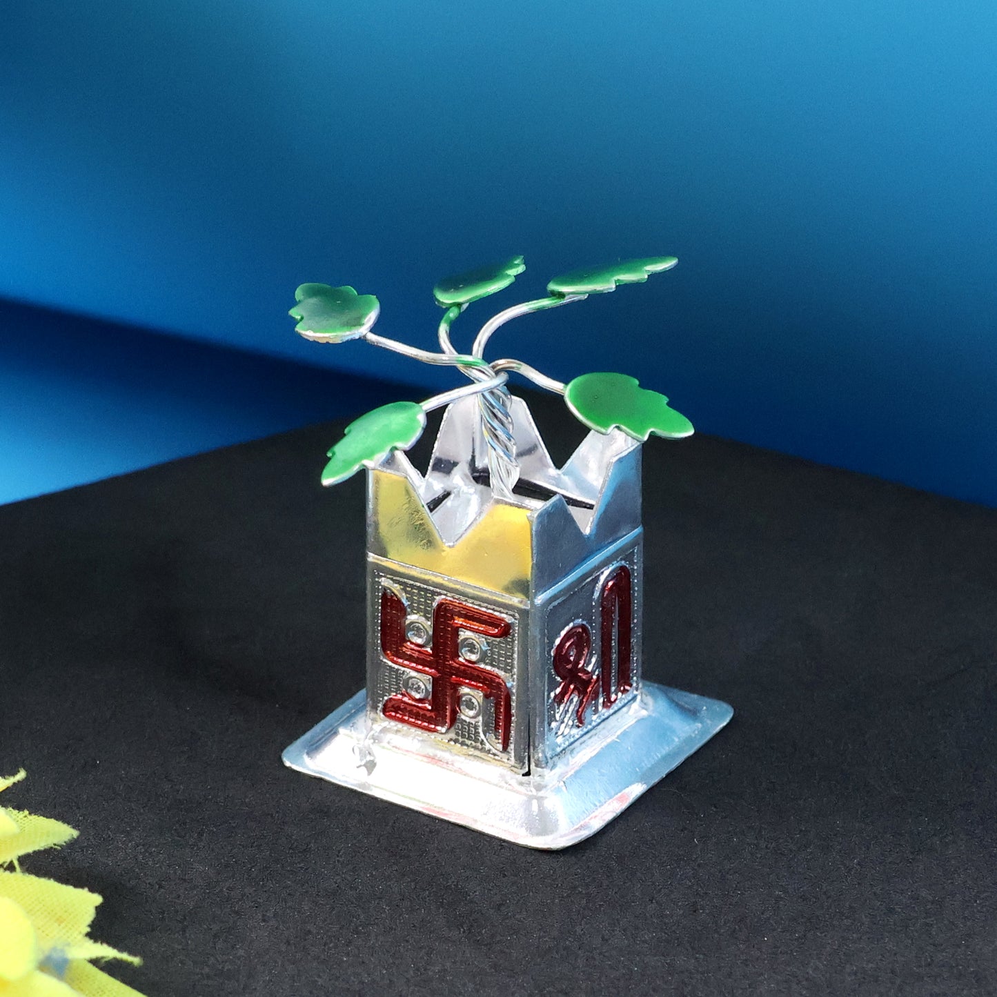 Tulsi Plant Miniature Idol With Mandir Kalash Base - (1 Pc)