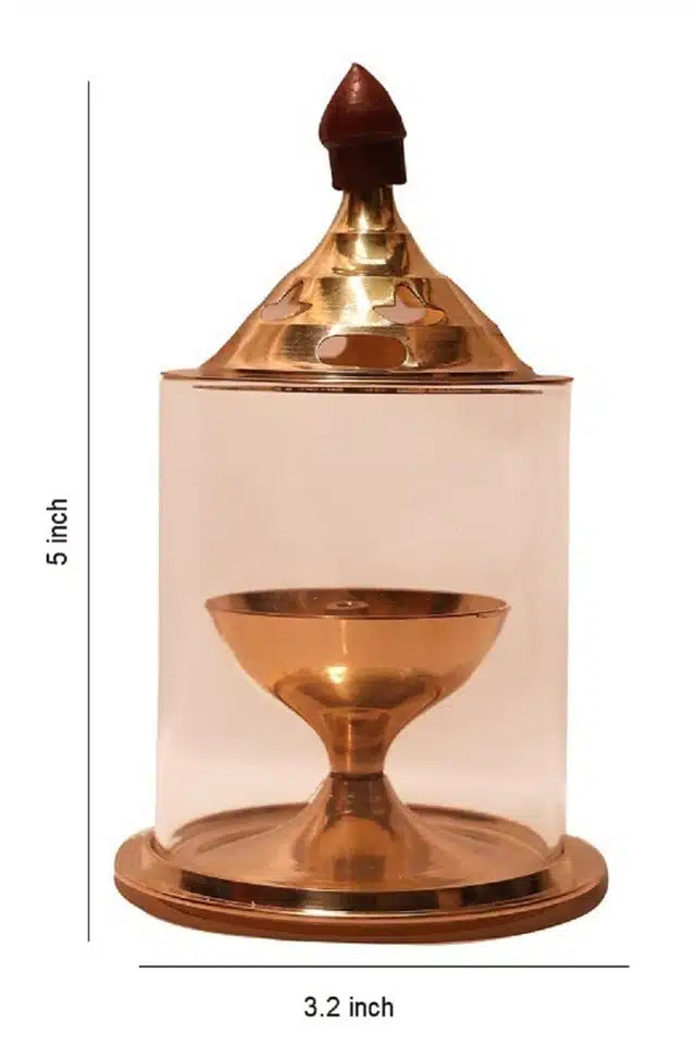 Brass Oil Puja Lamp (Pack of 2) (Gold, 5 inches)