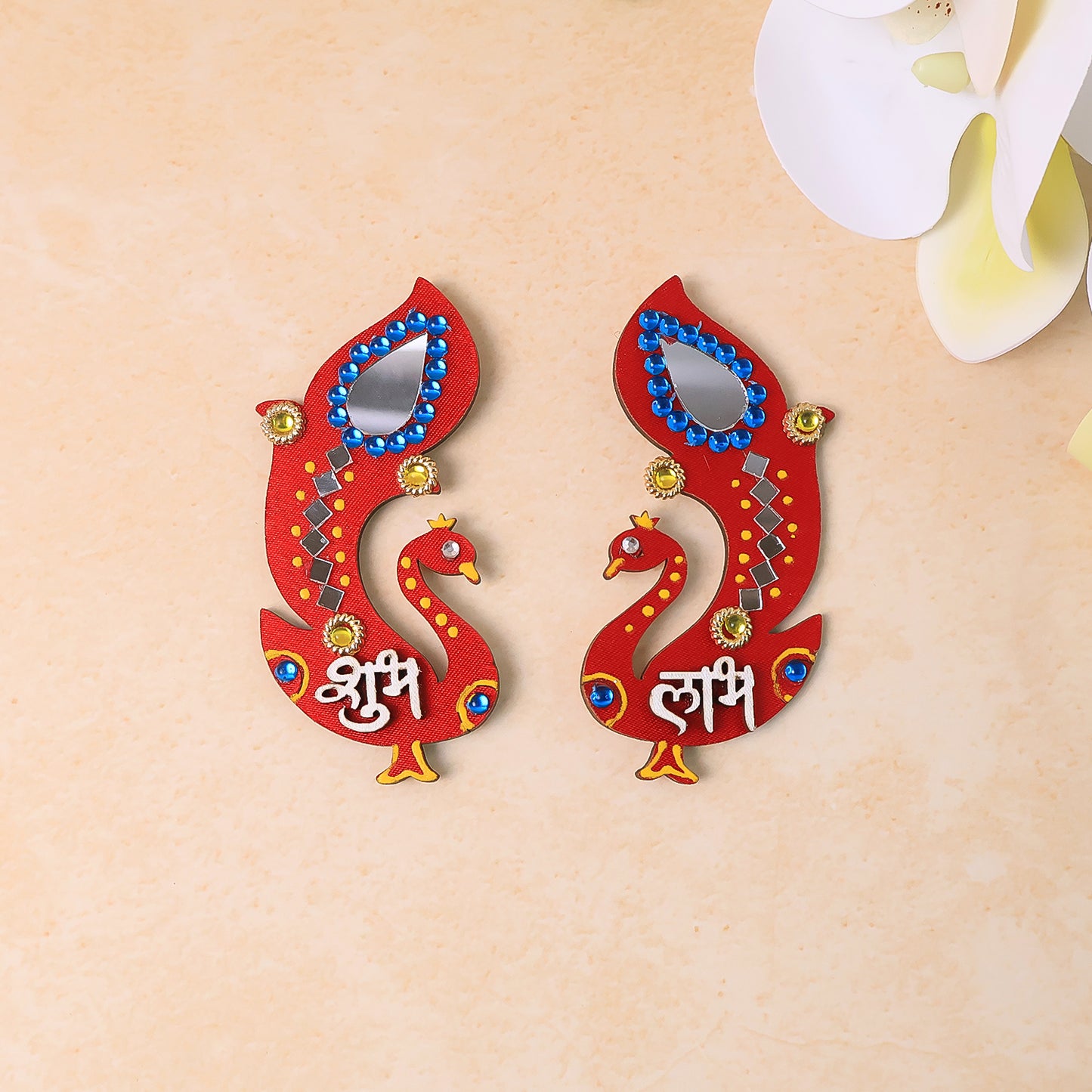 Decorative Wooden Shubh Labh Wall Hanging (2 Pc)