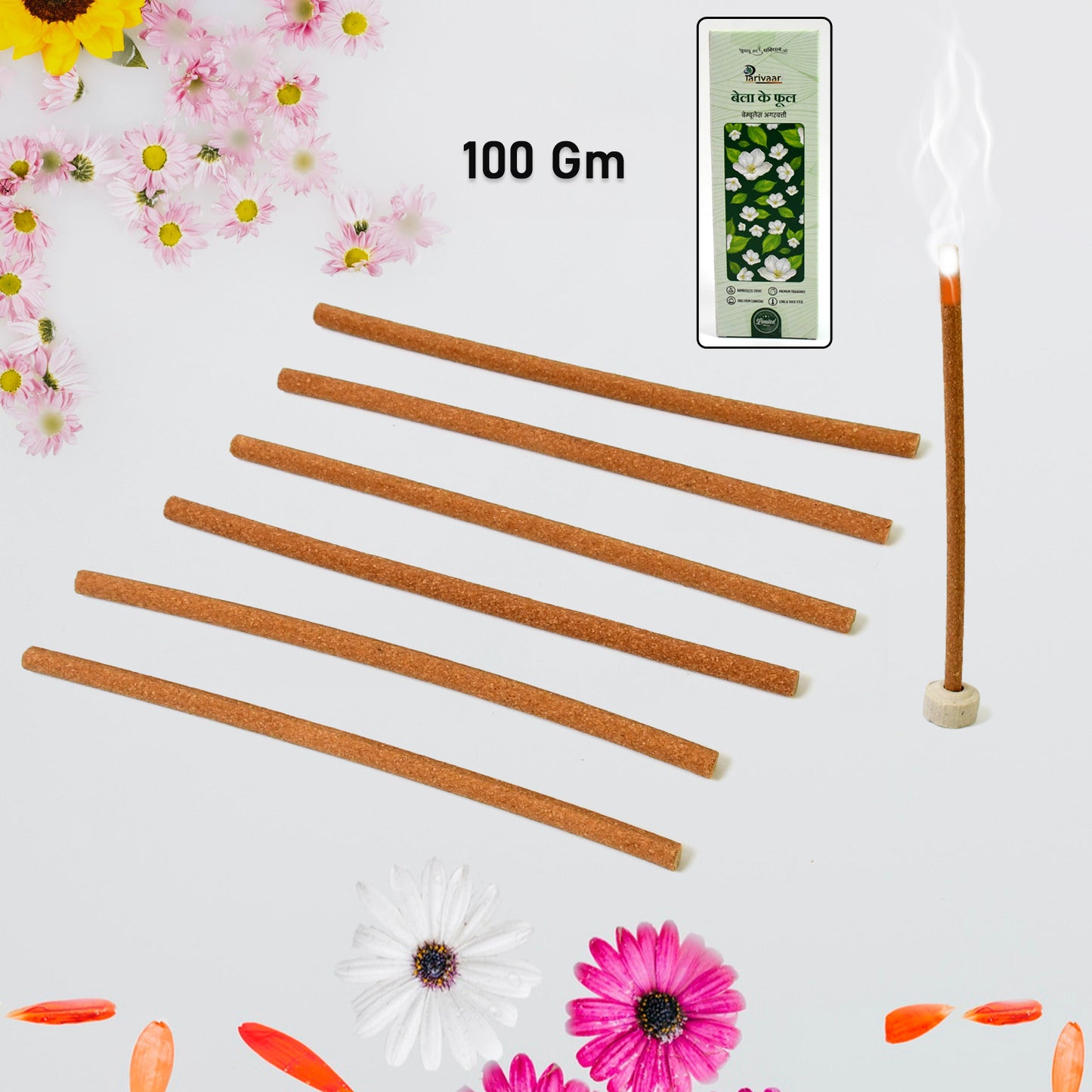 Bela Ke Phool Premium Incense Sticks Agarbatti (100 Gm With Stand For Stick)