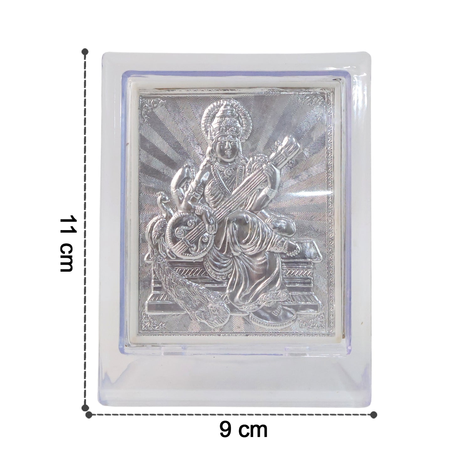 Elegant Silver Saraswati Maa Photo Frame With Stand (1 Pc)