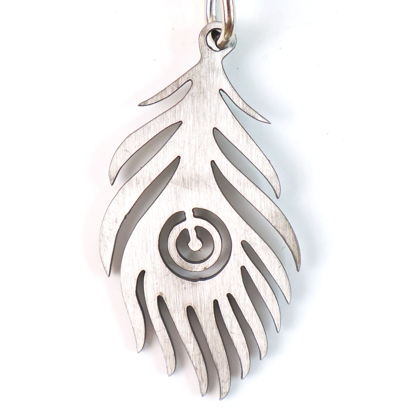 Stylish Stainless Steel Peacock Feather Keychain (1 Pc)