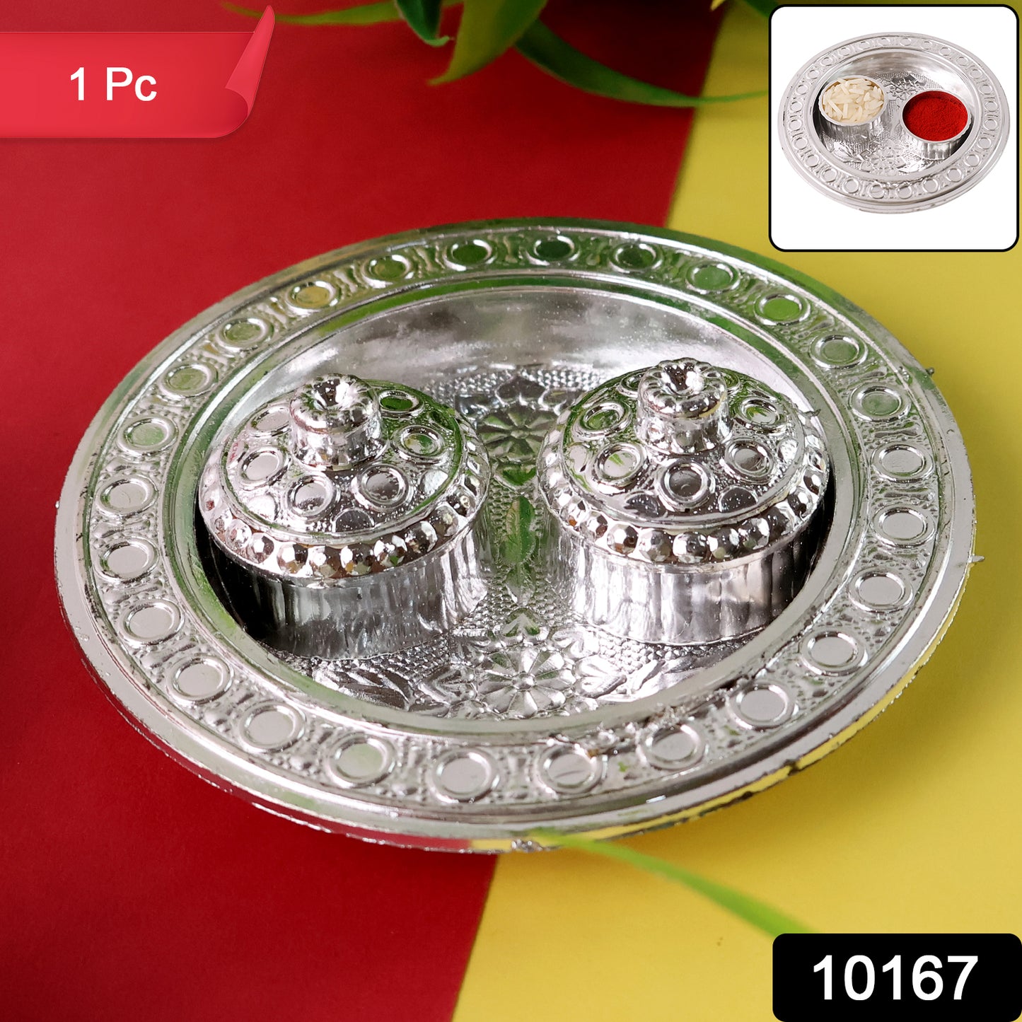 Round Shape Special Puja Thali Kumkum Thali Holder (1 Pc  Small)