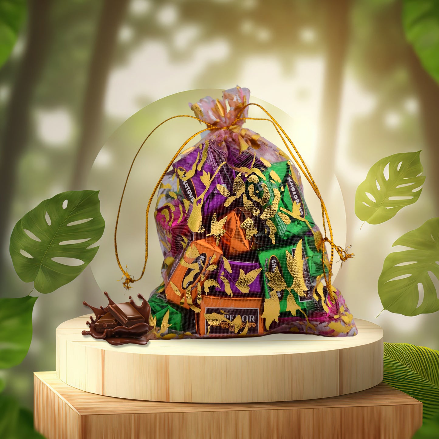 Decorative Gift Potli With 10 Premium Chocolates  Reusable Potli  Festive  Return Gift Hamper