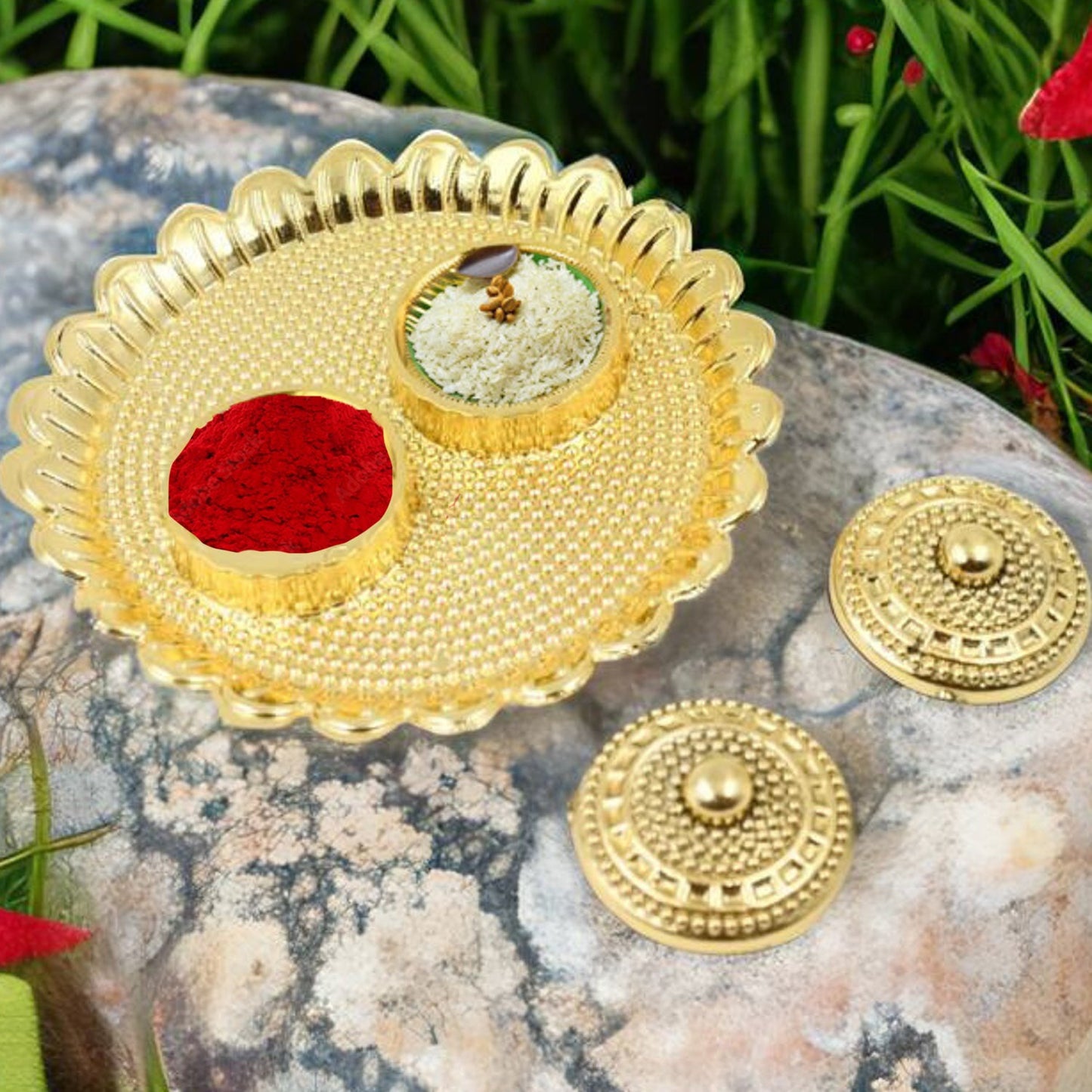 Round Shape Special Puja Thali Kumkum Thali Holder (1 Pc  Big)