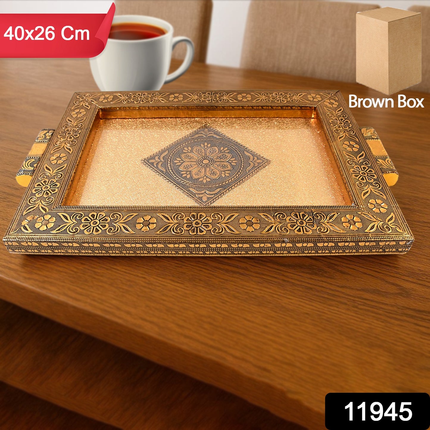 Premium Antique-style Rajwadi Decorative Serving Tray  40x26 Cm