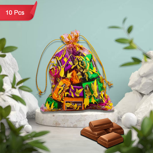 Decorative Gift Potli With 10 Premium Chocolates  Reusable Potli  Festive  Return Gift Hamper