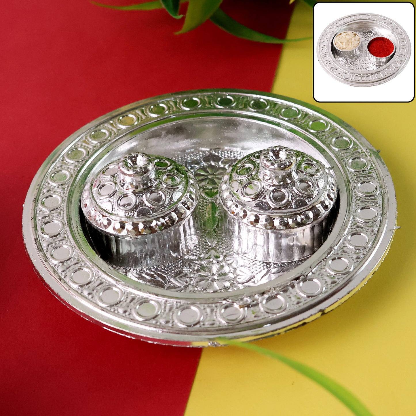 Round Shape Special Puja Thali Kumkum Thali Holder (1 Pc  Small)