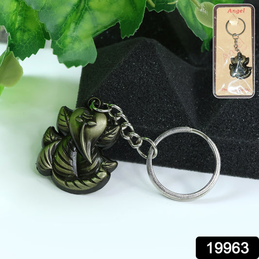 Ganesh Face Antique Black Metal Keychain (1 Pc)