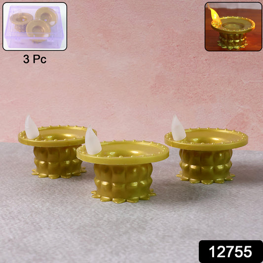 Set Of 3 Water Sensor Led Golden Diyas