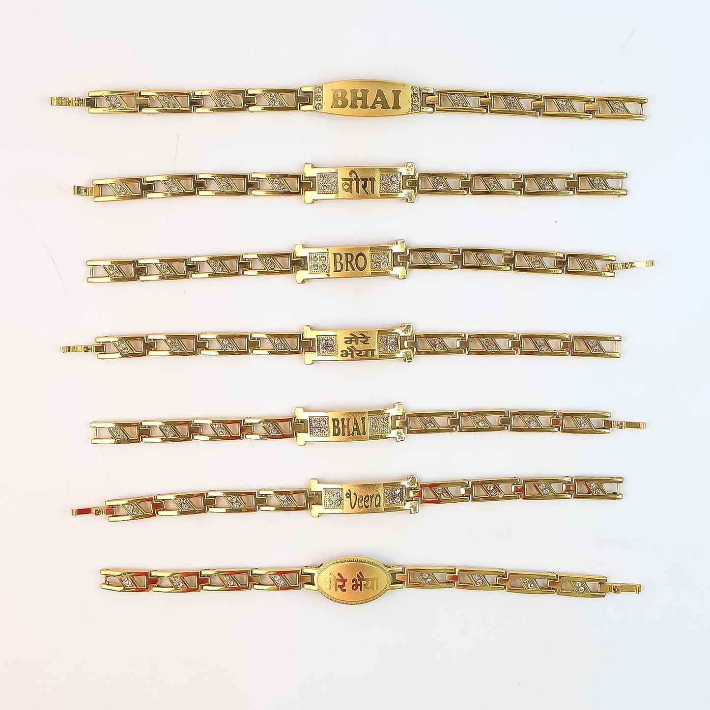 Metal Rakhi Bracelet For Brother Chain Rakhi With Wording (Mix Design 1 Pc)