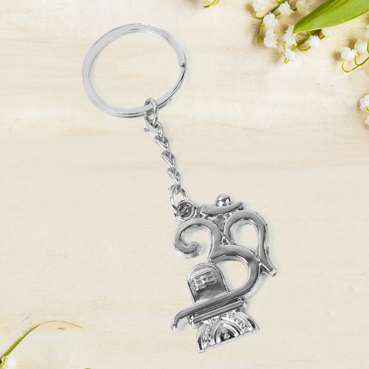 Om With Shivling Metal Keychain (1 Pc)