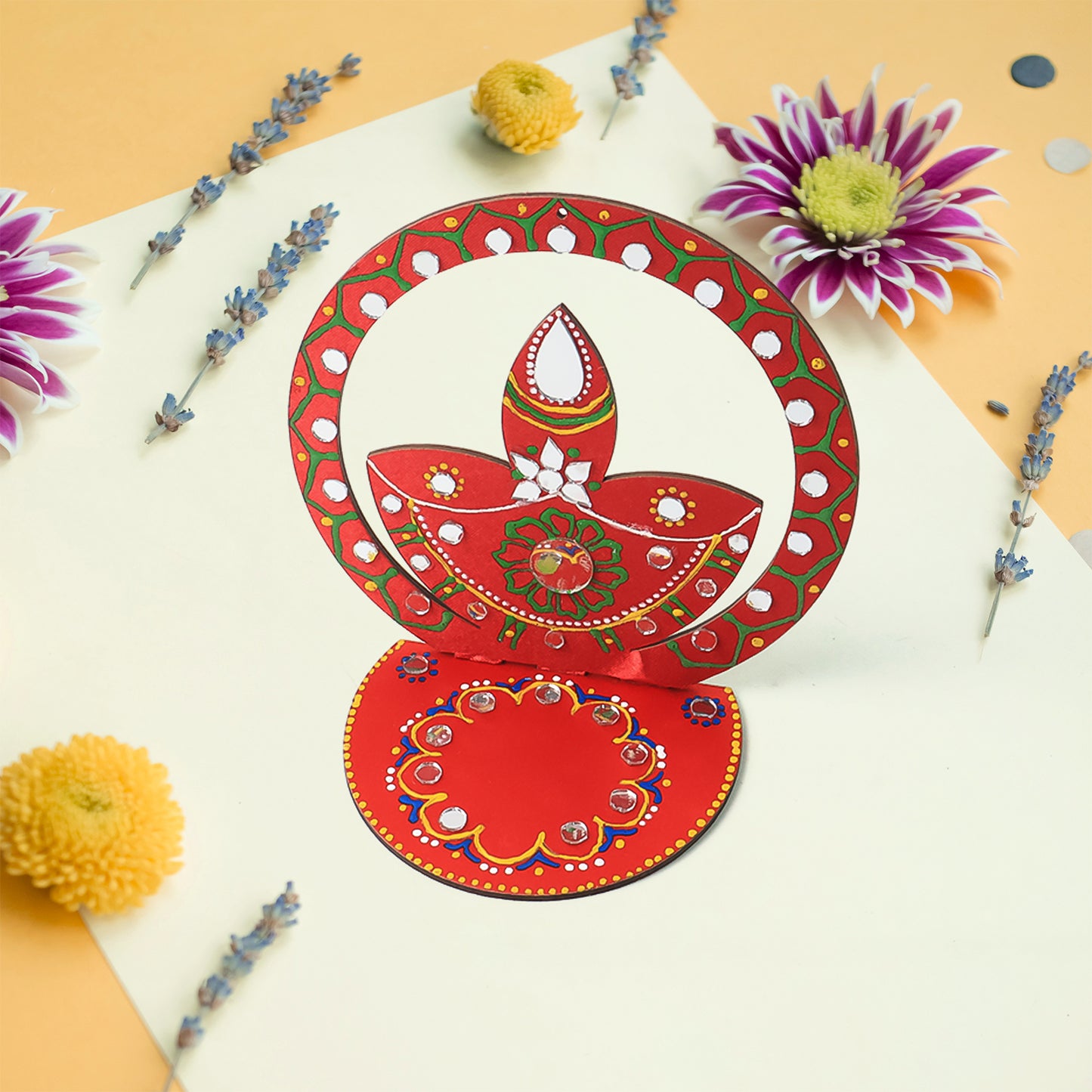 Handcrafted Wooden Decorative Diya Stand (1 Pc)