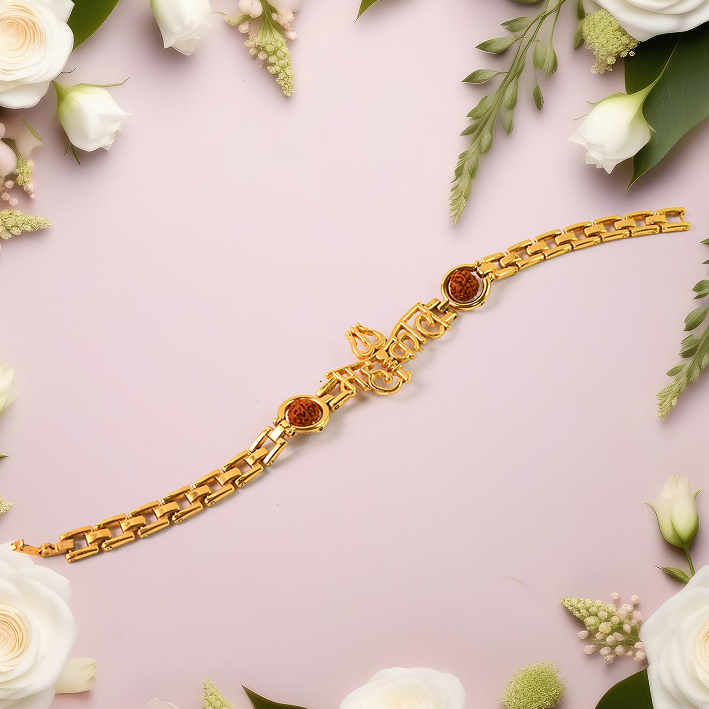 Mahakal Trishul Design  Rudraksh Beads Bracelet Rakhi