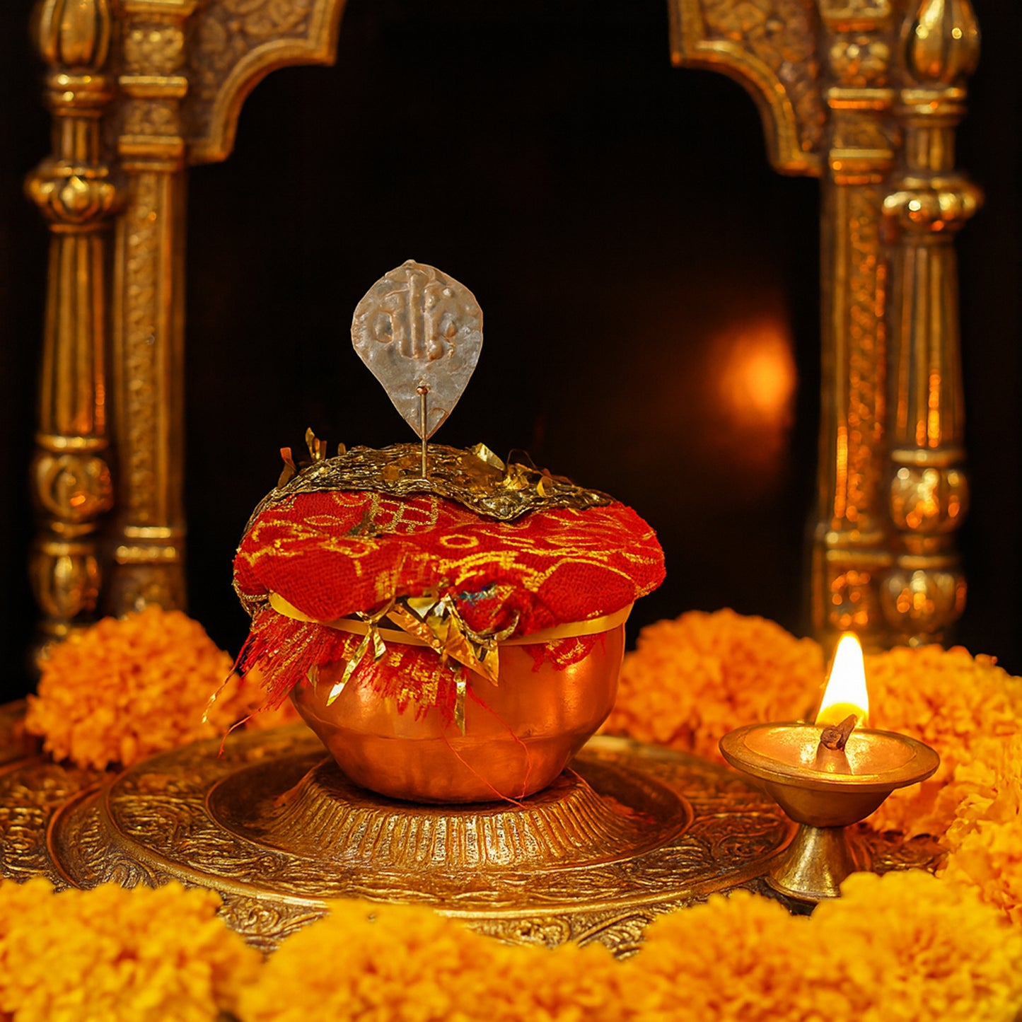 Vastu Kalash Pooja Decorative Copper-style Kalash - (1 Set)