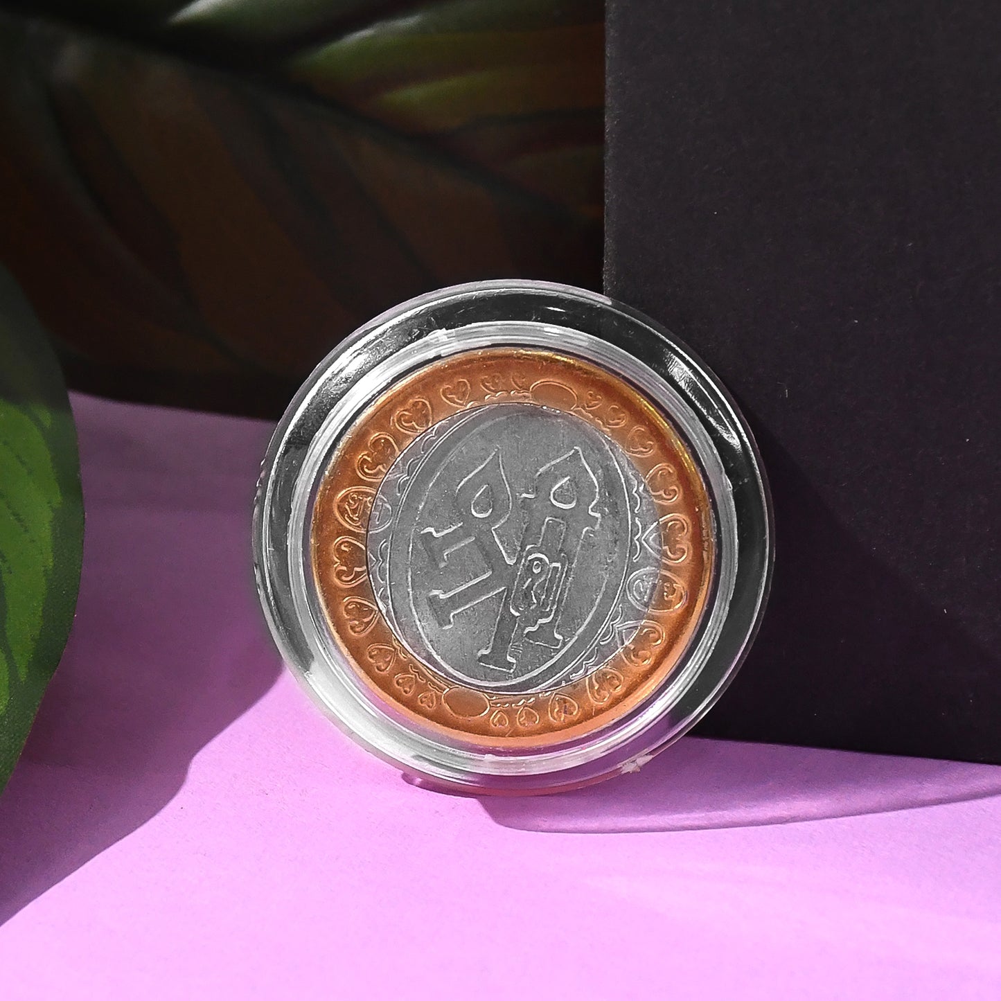 Premium Gold  Silver Dual-tone Religious Coin With Lakshmi Ganesh Design