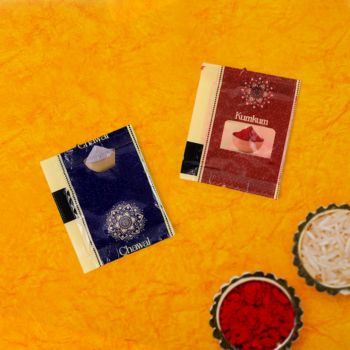 Raksha Bandhan Gift Set  Roli Chawal With Greeting Card  Silver-coated Coin