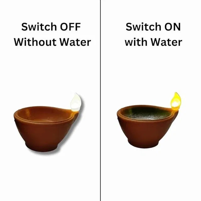 Water Sensor LED Light Diya, Flameless & Smokeless Warm Ambient Eco-Friendly LED Diya Light Candles for Diwali, New Year, Home, Temple Decoration (12, Classic)
