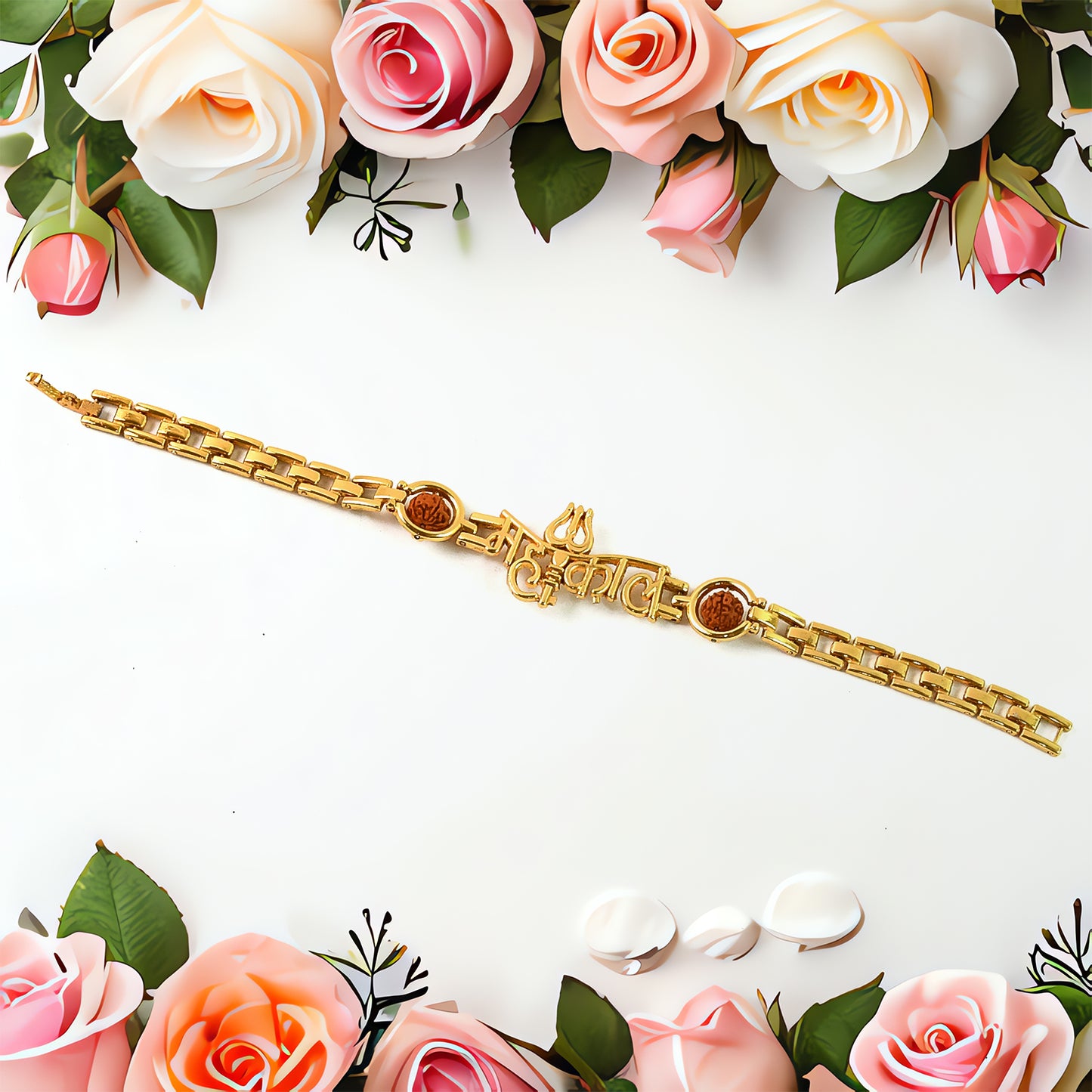 Mahakal Trishul Design  Rudraksh Beads Bracelet Rakhi