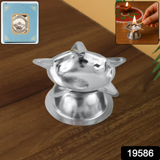 Stainless Steel Lotus Design Diya (1 Pc)