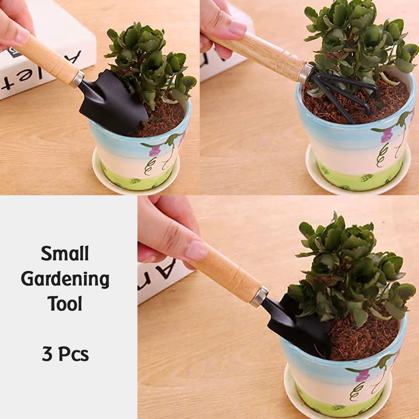 Garden Tool Kit Durable Hand Tools Set With Wooden Handle (3 Pc)