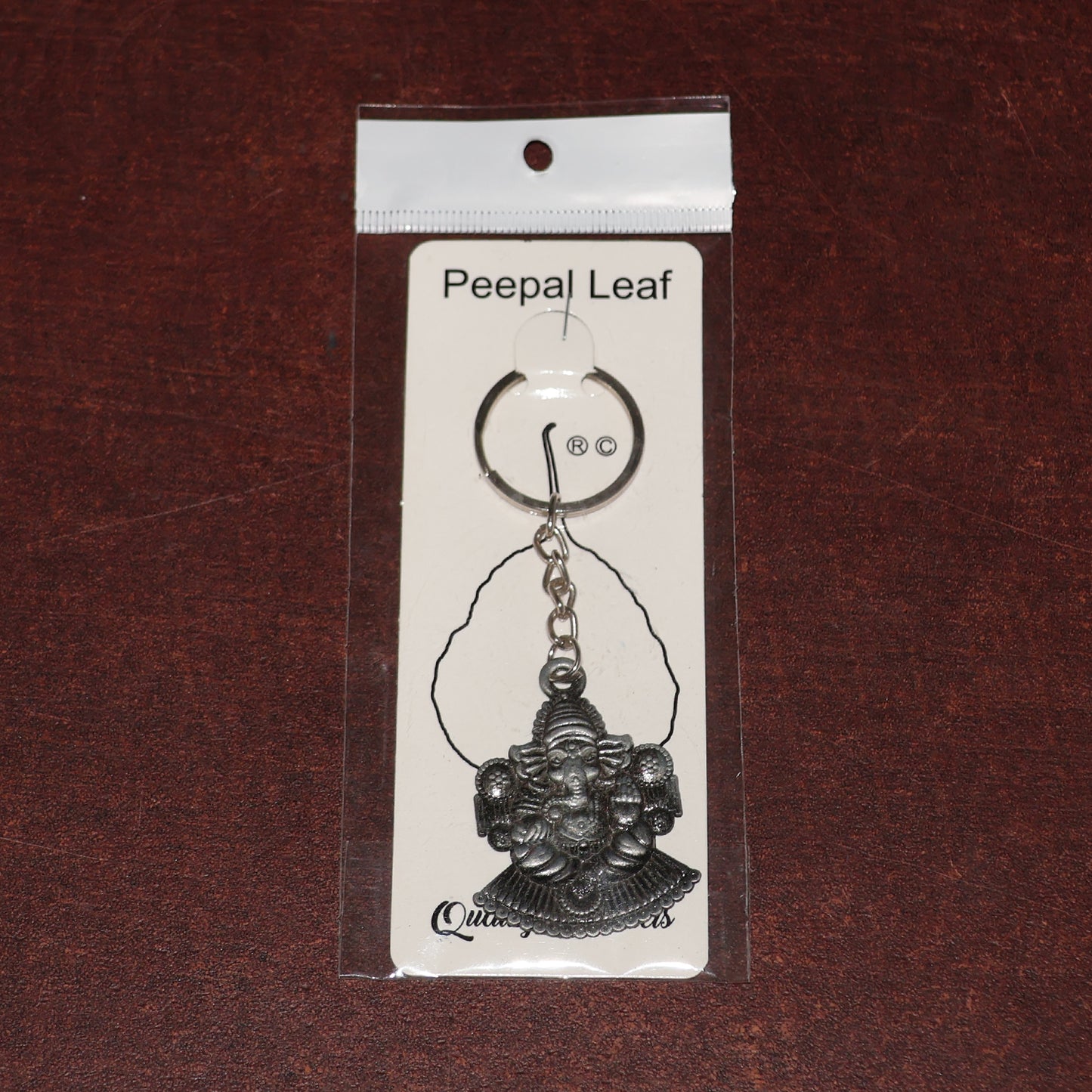 Lord Ganesha Sitting Design Silver Keychain (1 Pc)