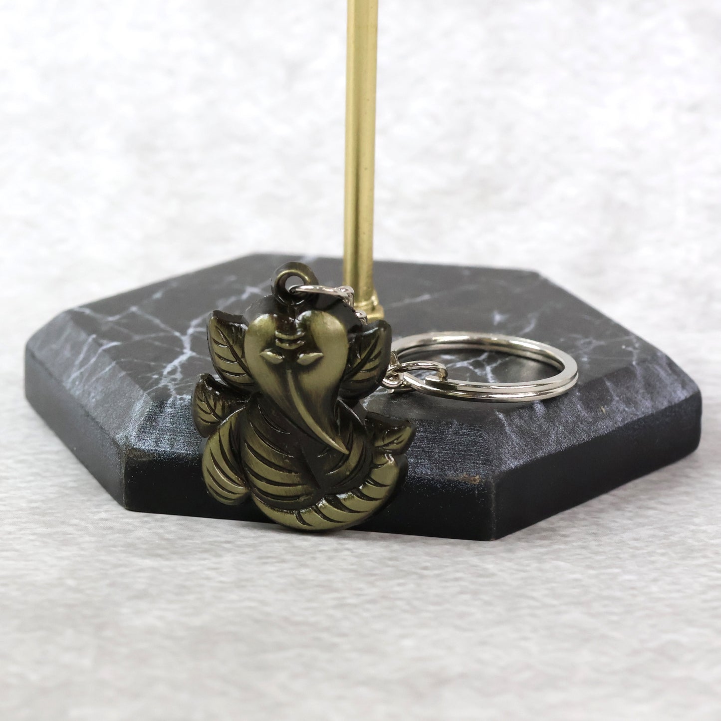 Ganesh Face Antique Black Metal Keychain (1 Pc)