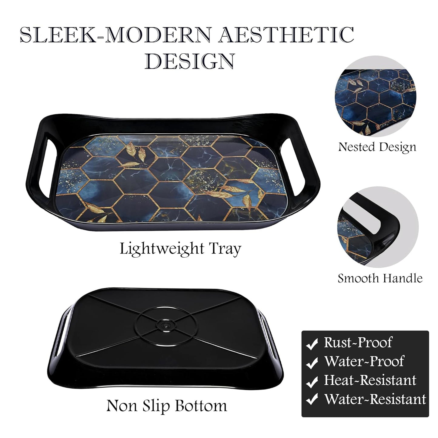 Premium Plastic Serving Tray (3 Pc)