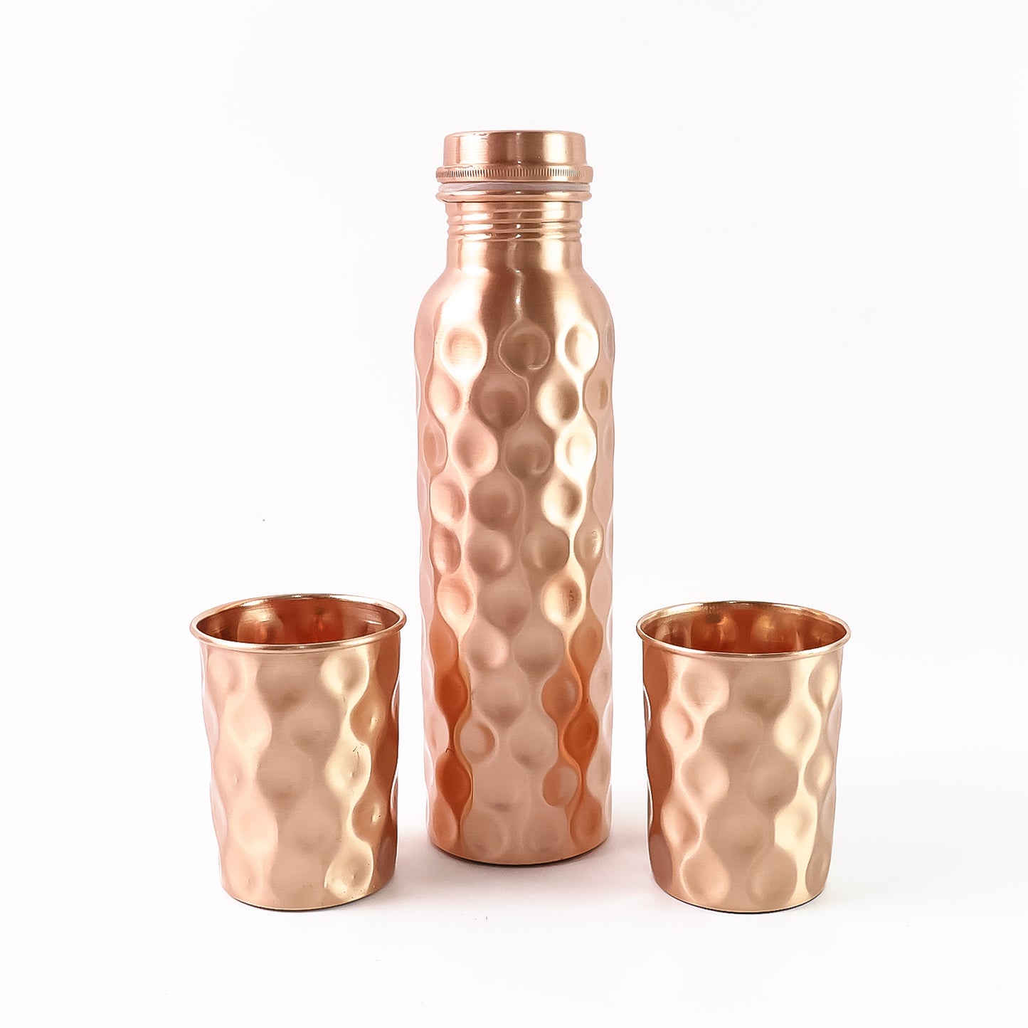 Copper Water Bottle 2 Glasses With Gift Box (3 Pcs Set)